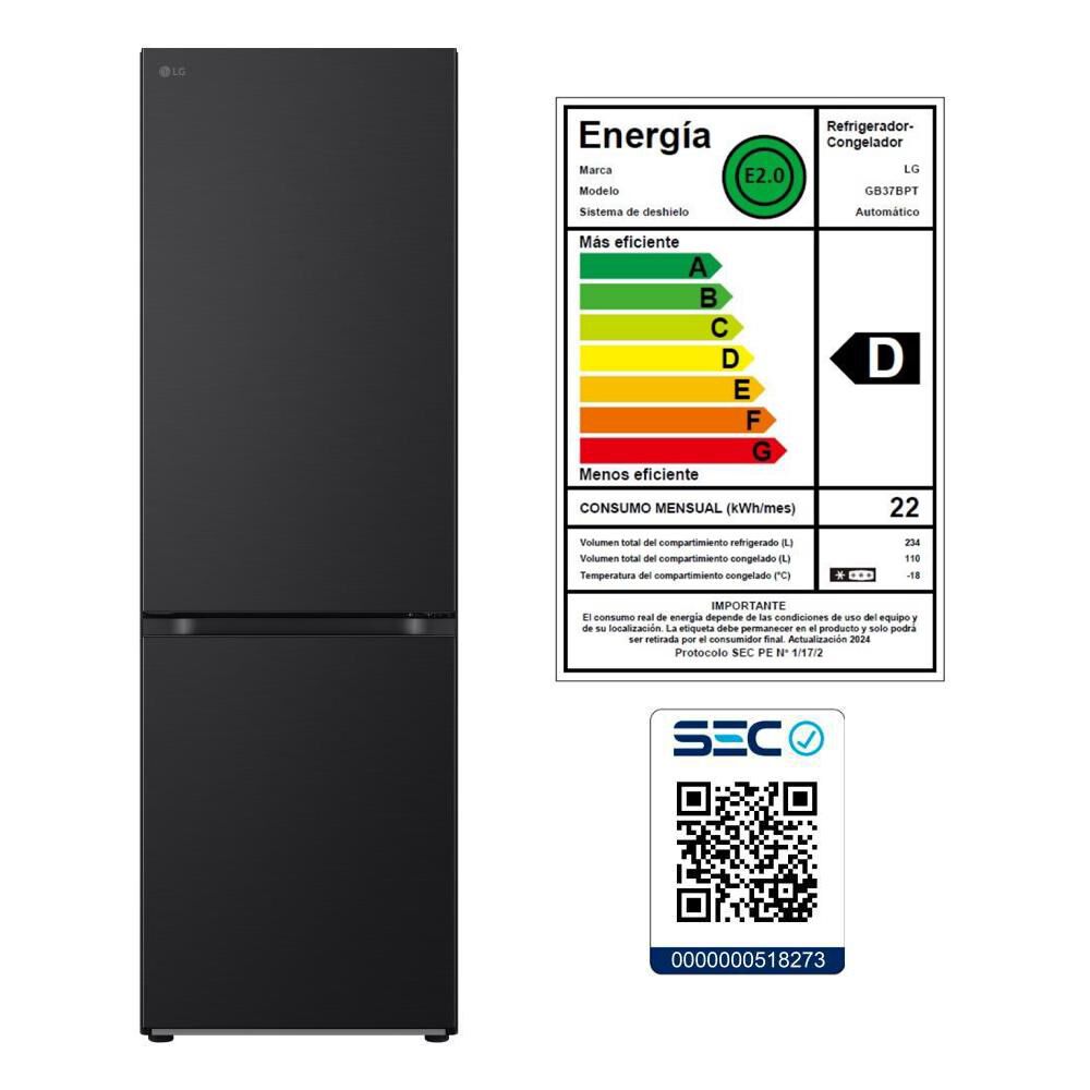 Refrigerador Bottom Freezer LG GB37BPT.AEPPECL / No Frost / 344 Litros / D image number 16.0